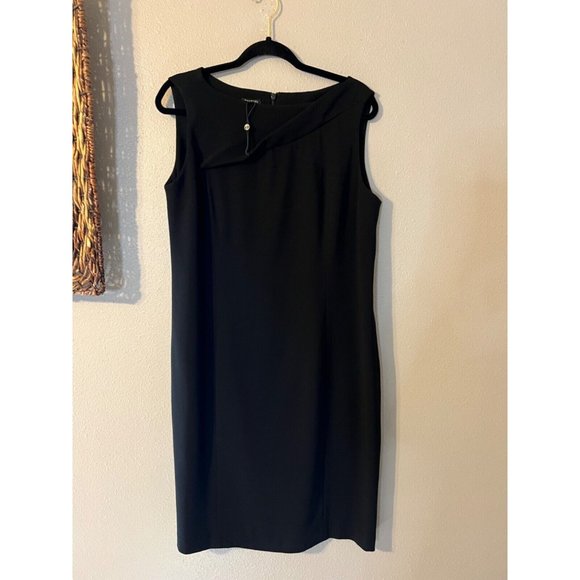 Talbots Sheath Dress 16 Black Crepe Sleeveless Career Church New $159 - Picture 7 of 11